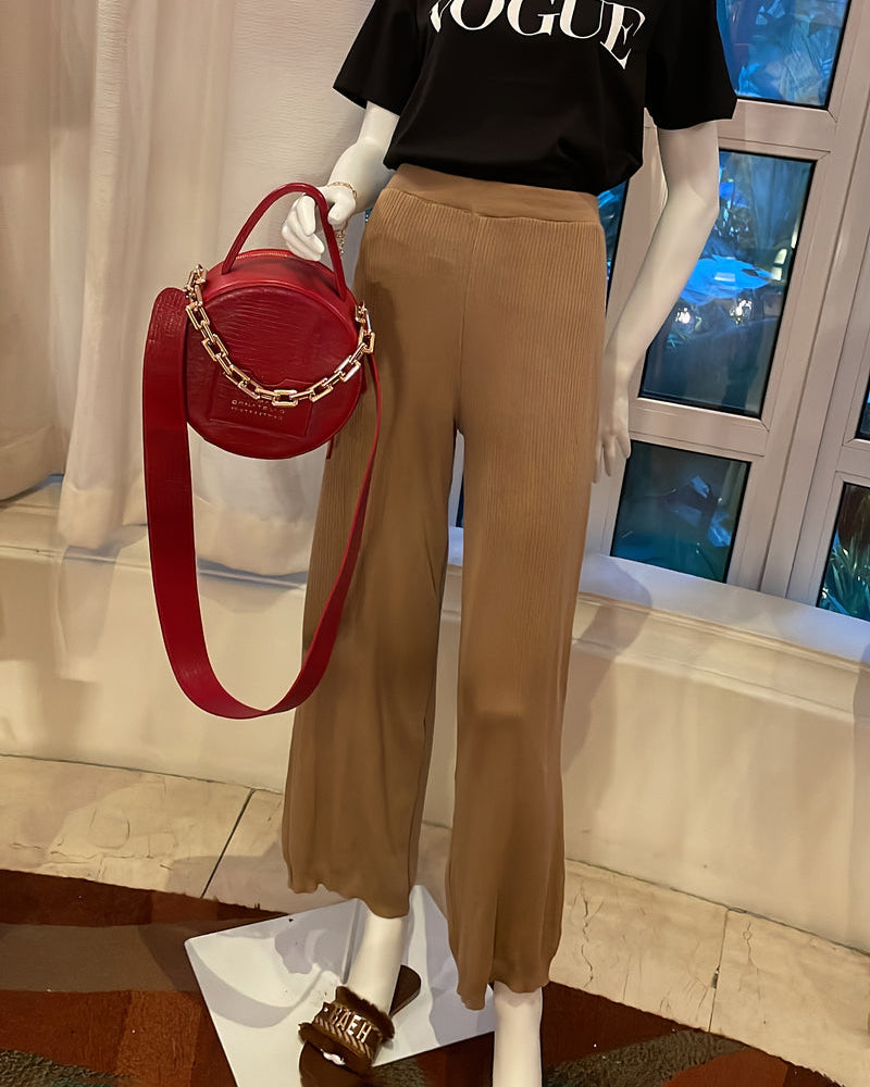 CAMEL KNITTED PANTS